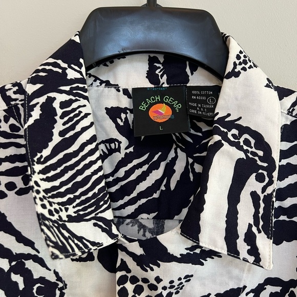 Beach Gear Vintage Cotton Short Sleeve Button Down Fish Shirt RARE, L - Picture 5 of 8